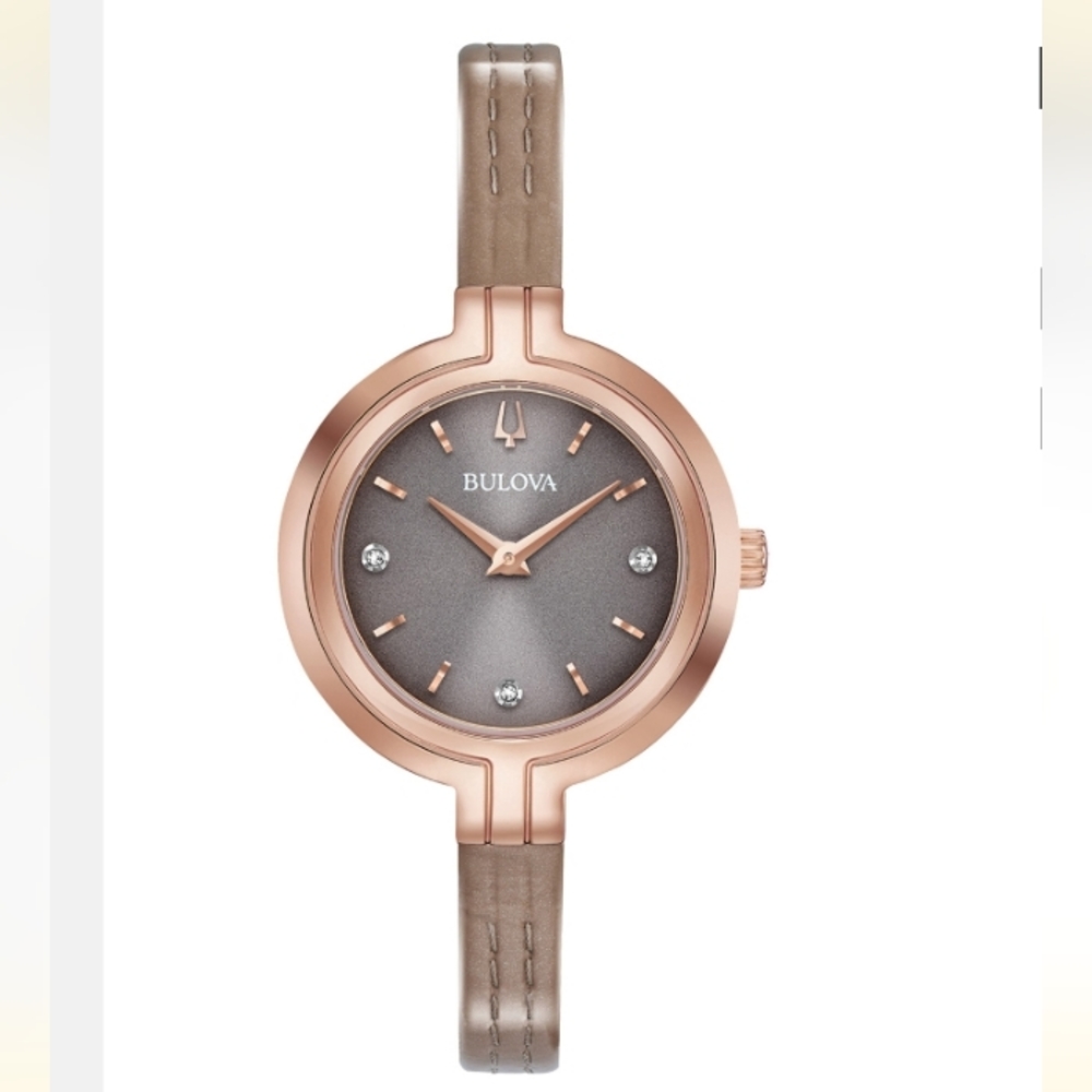 Bulova Rhapsody, ladies leather strap watch, 30mm, brand new in the box